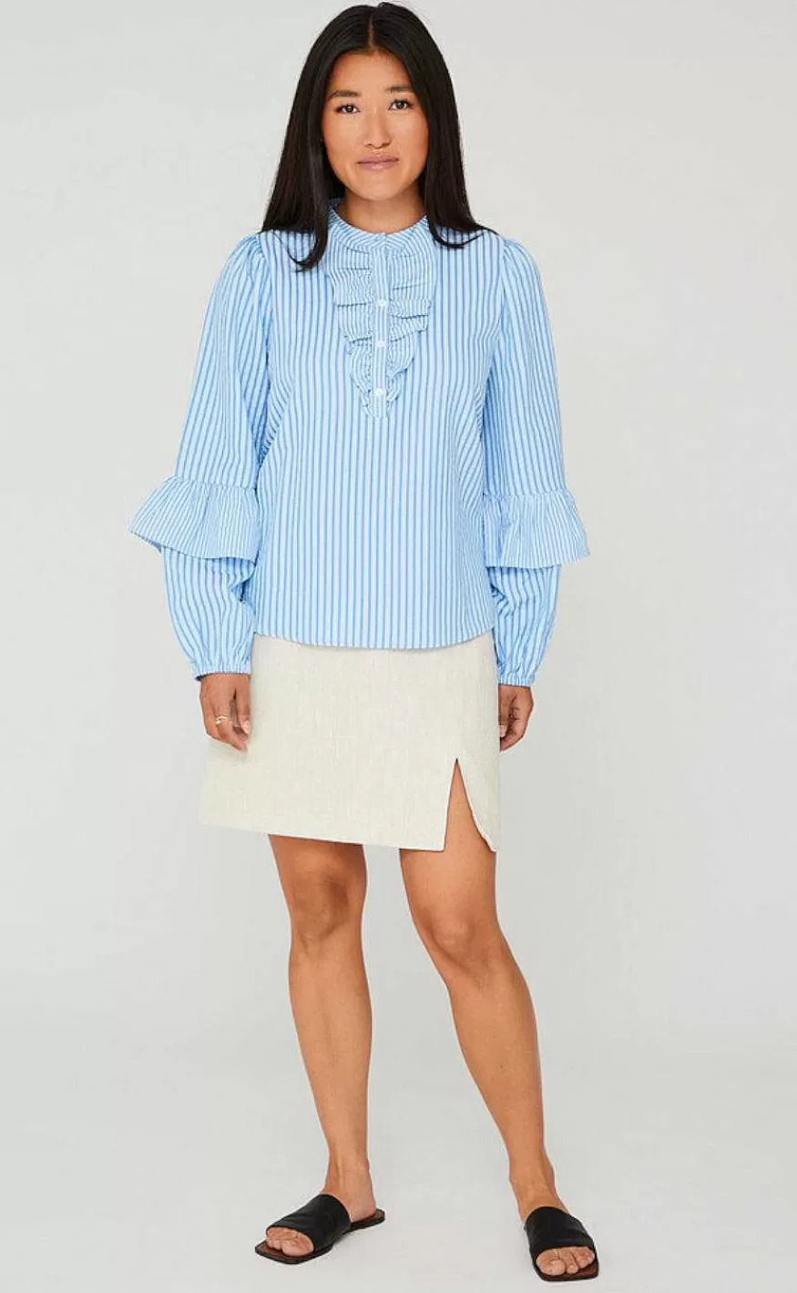 A-view Bluse - Karin - Blue/White Stripe New