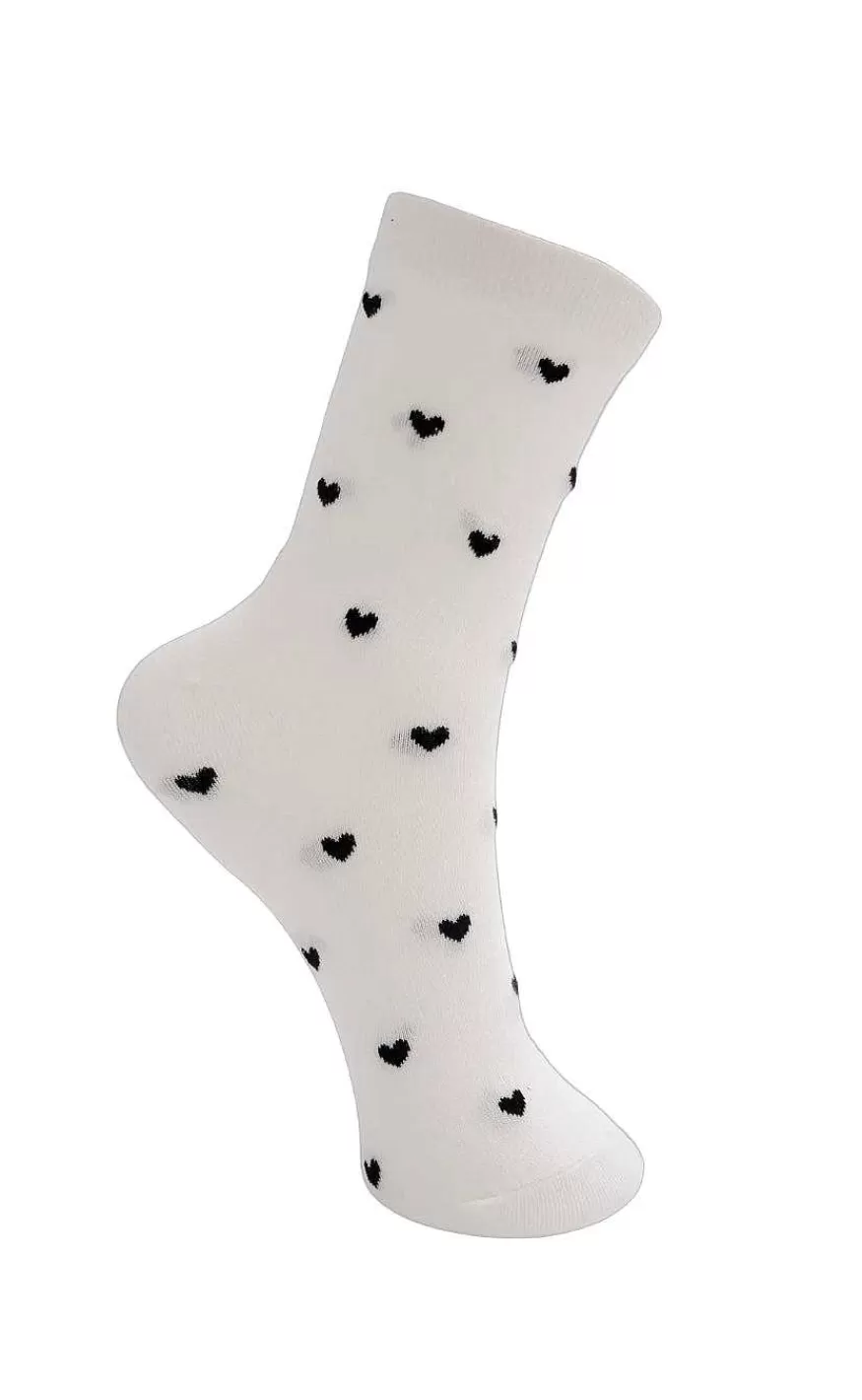 Black Colour Strømper - Love - White W. Black Outlet