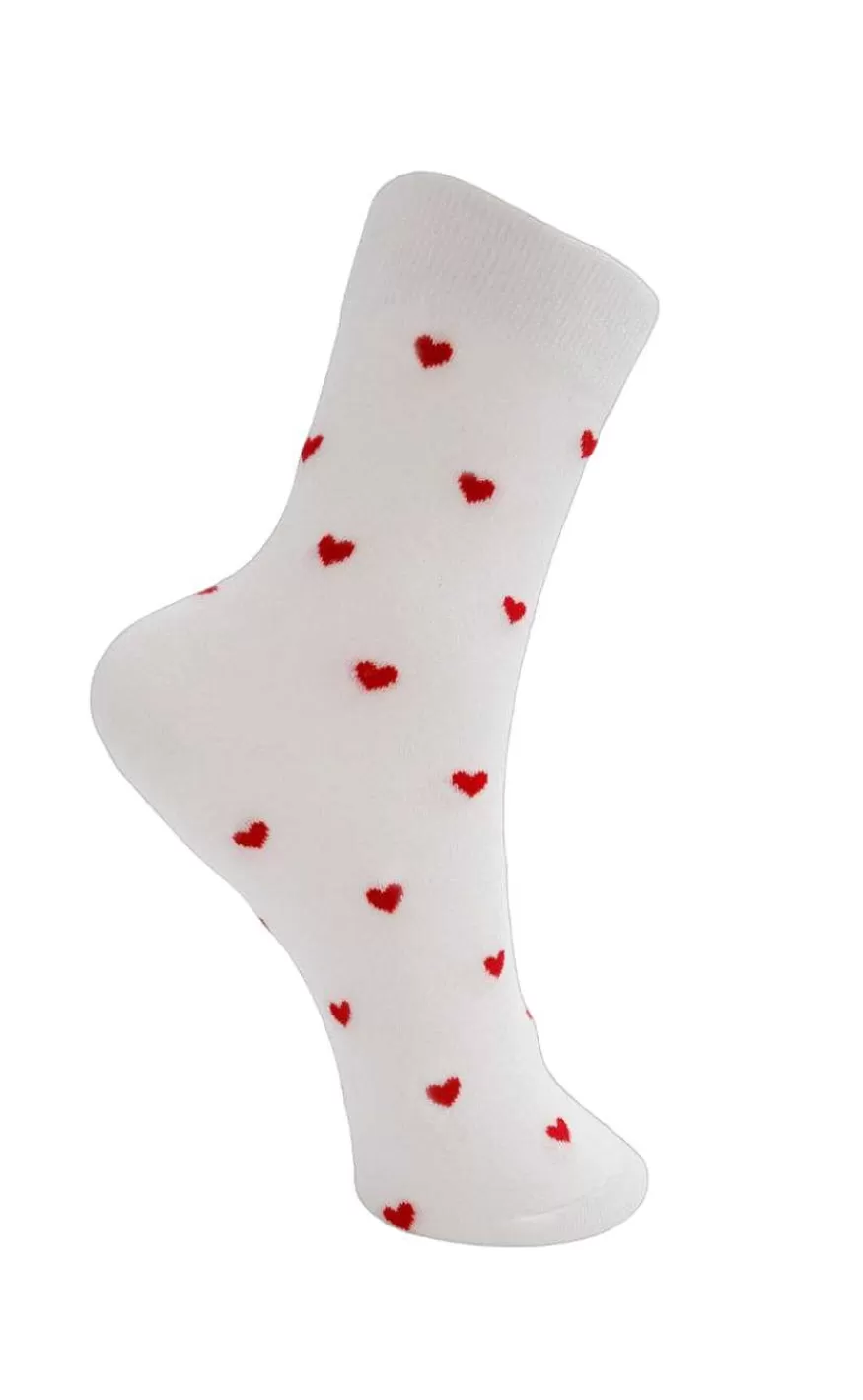 Black Colour Strømper - Love - White W. Red Flash Sale