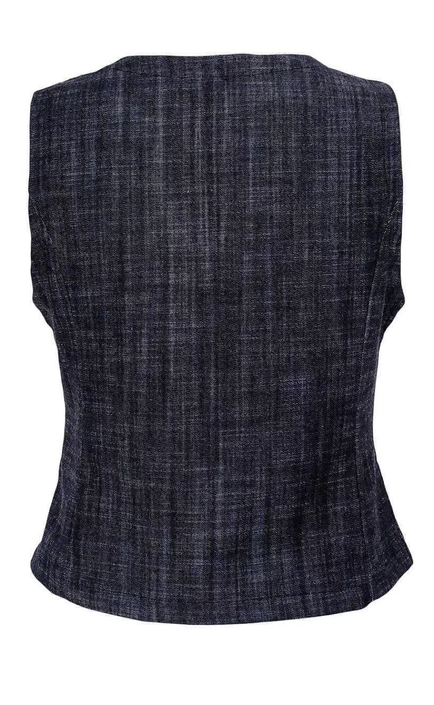 Black Colour Vest - Box - Black Denim Flash Sale