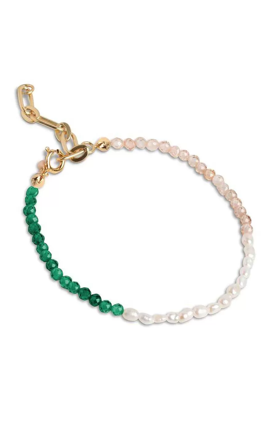 ENAMEL Copenhagen Armband - Gabriella - Green, Peach And Pearl Sale