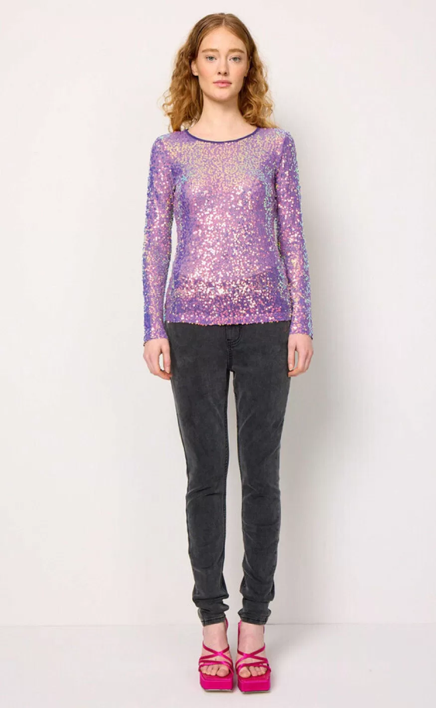 HunKøn Hunkon Bluse - Aya Sequin - Purple Clearance