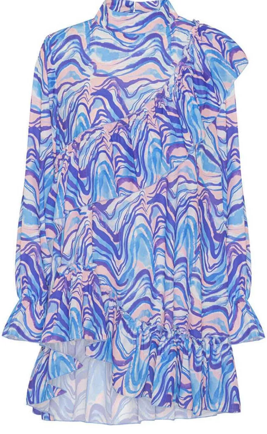 HunKøn Hunkon Bluse - Mabel Ruffle - Blue Swirl Art Print Online