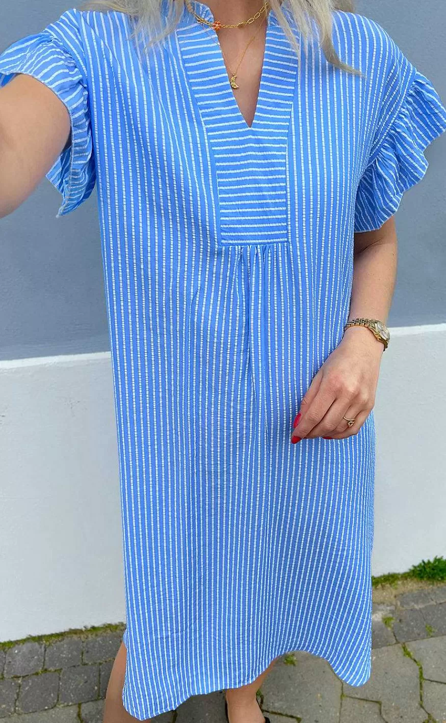 INA Copenhagen Kjole - Winnie - Blue Striped Best