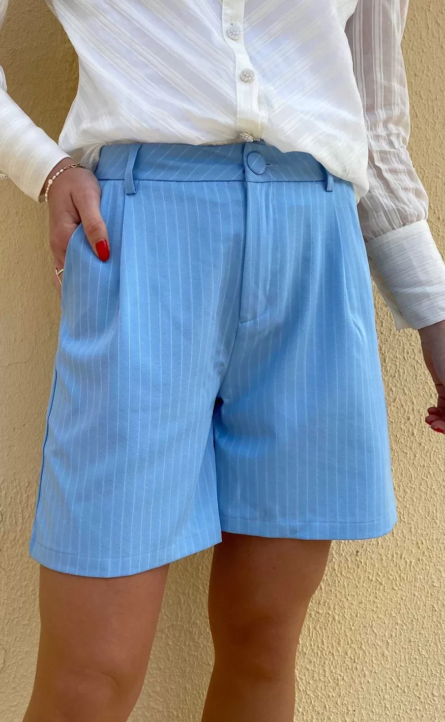 INA Copenhagen Shorts - Mai - Blue Pinstripe Outlet