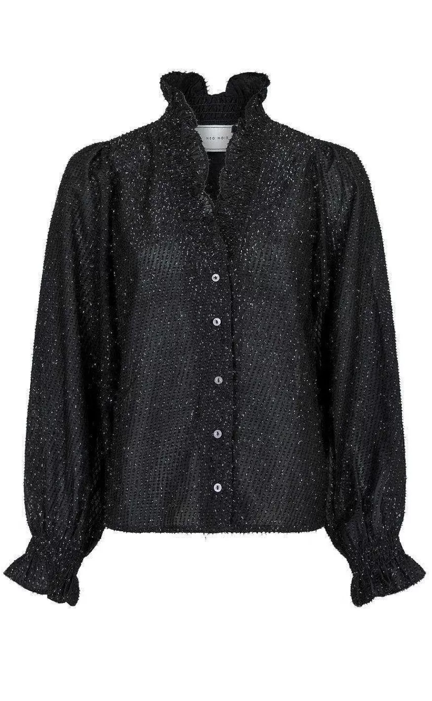 NEO NOIR Bluse - Brielle Glitter - Black Outlet