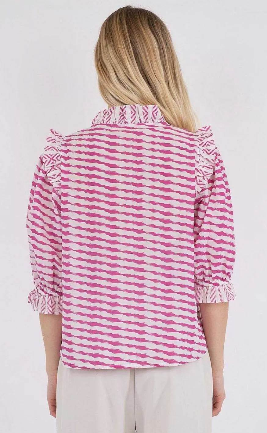 NEO NOIR Bluse - Chacha Graphic - Pink Sale