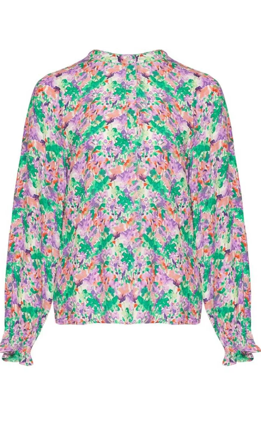 NOELLA Bluse - Miu - Lilac/Green Blurry Flower Hot