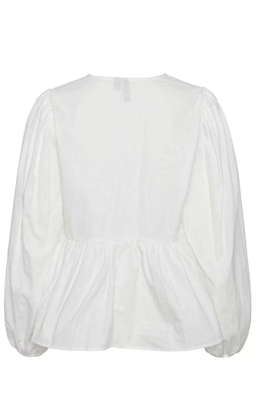 PIECES Bluse - Golly Bow - Bright White Black Bows Discount