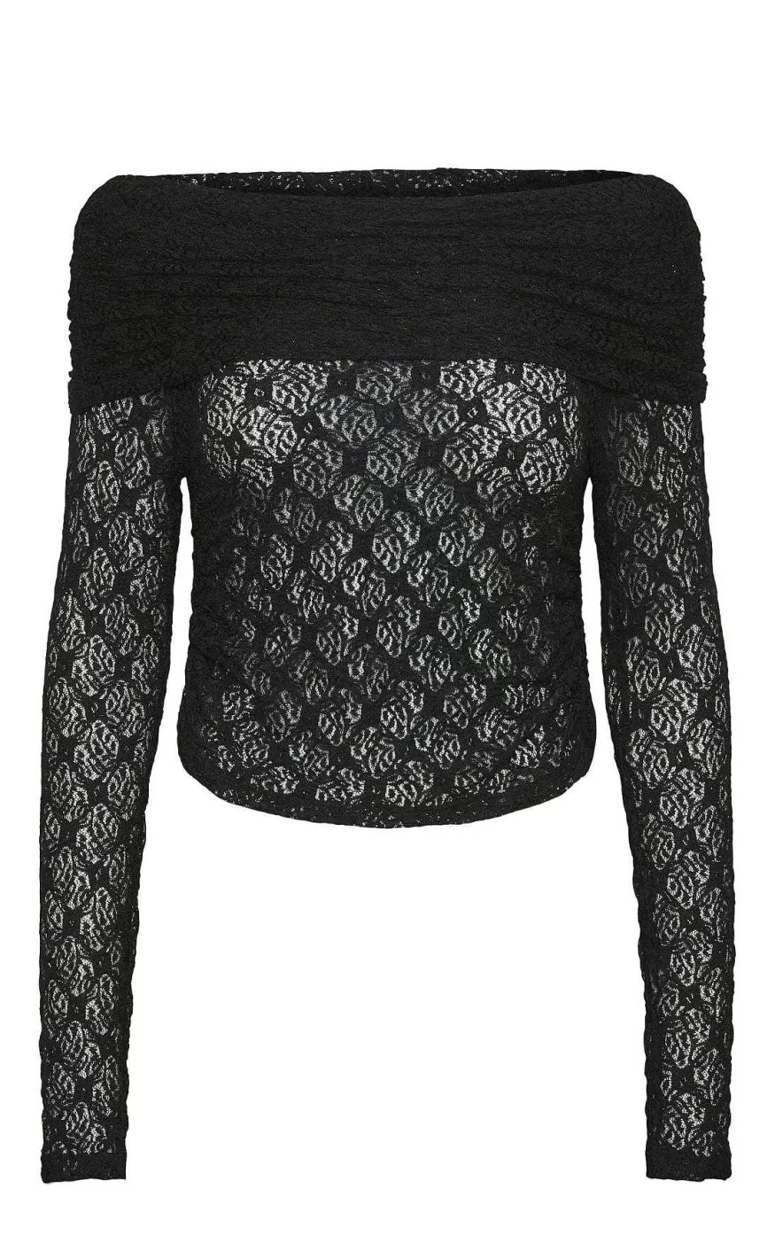 PIECES Bluse - Naya Off Shoulder Lace - Black Hot