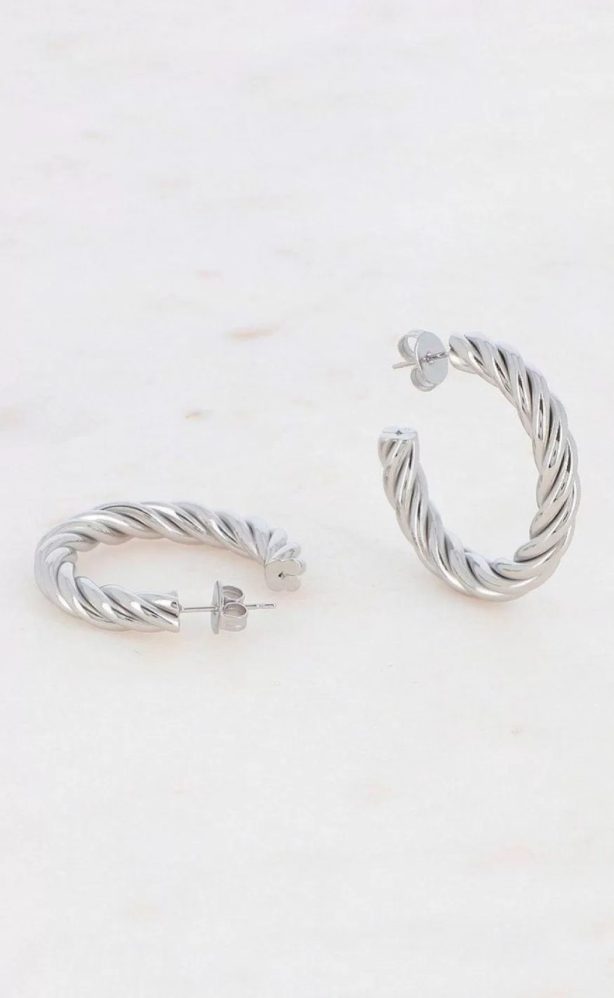 Smykkeli Copenhagen Oreringe - Taiwan Twisted Hoops - Silver Hot