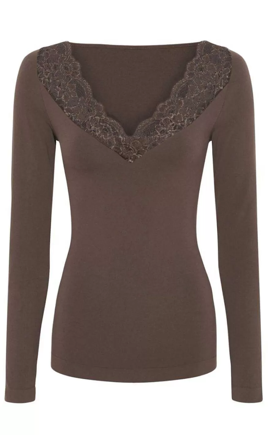 TIM u0026 SIMONSEN Tim & Simonsen Bluse - Belen V-Lace - Caffe Clearance