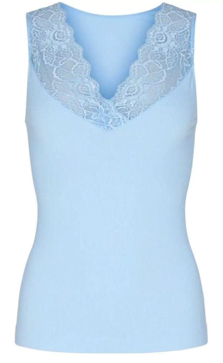 TIM u0026 SIMONSEN Tim & Simonsen Top - Belen V-Lace - Light Blue (Vendbar) Discount