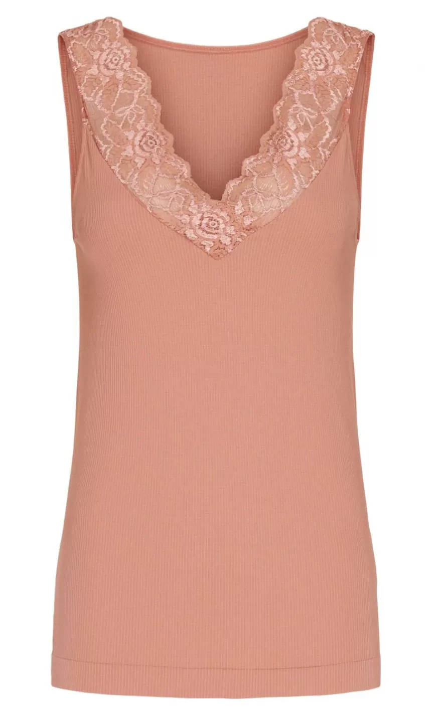 TIM u0026 SIMONSEN Tim & Simonsen Top - Belen V-Lace - Peach (Vendbar) Sale