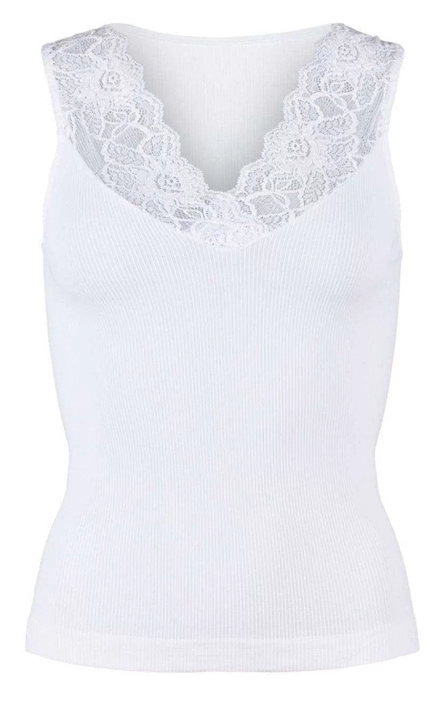 TIM u0026 SIMONSEN Tim & Simonsen Top - Belen V-Lace - White (Vendbar) New