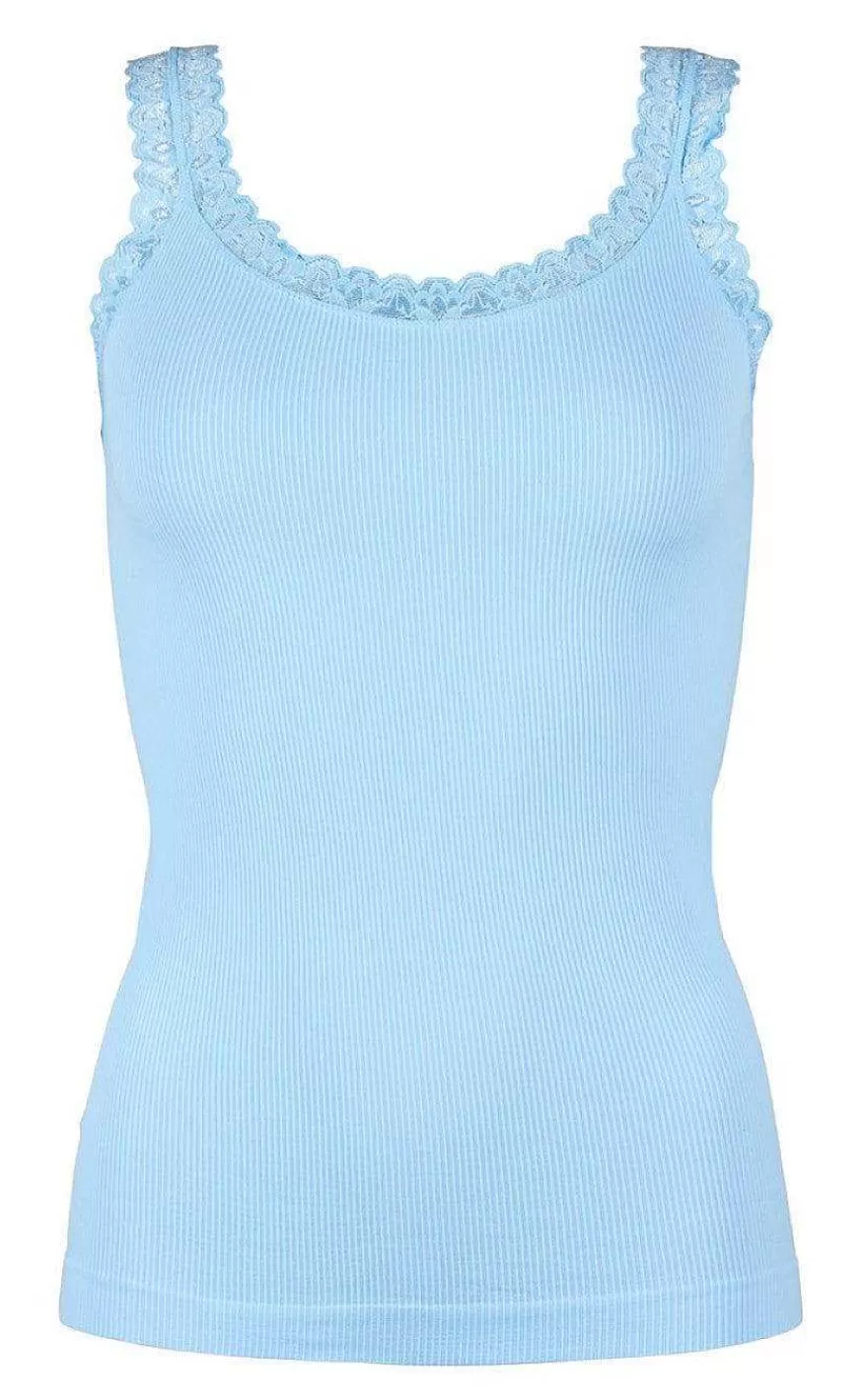 TIM u0026 SIMONSEN Tim & Simonsen Top - Frida Rib - Azzurro Sale